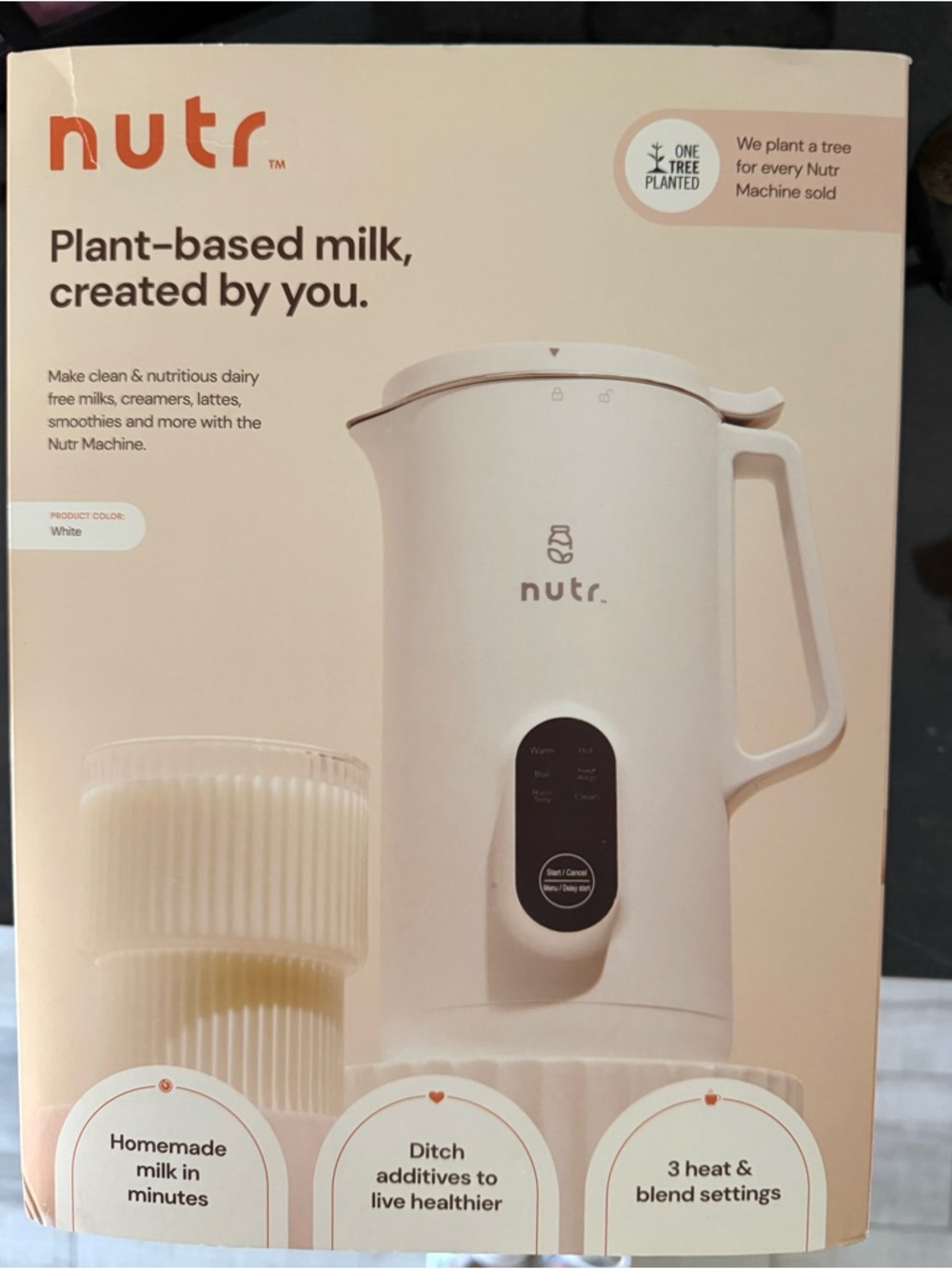 NWT NUTR Plant Based Automatic Milk Maker. White 350ml.